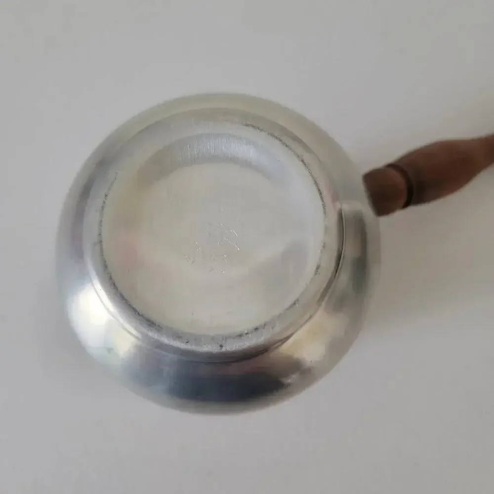 Vintage International Pewter Brandy Warmer Stainless Steel with Wooden Handle